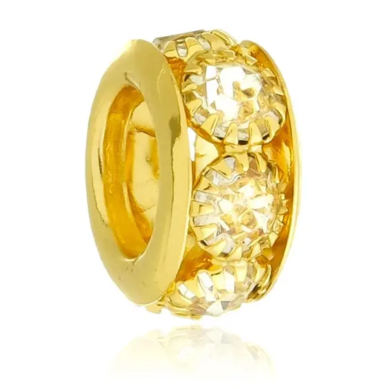 Berloque Separador Com Strass Cristal Banhado a Ouro 18k