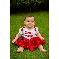 Fantasia  Natal bebê saia cetim tut com cetim bebe menina