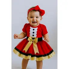 Fantasia Natalina Bebê Body Algodão+ Saia tutu com cetim Roupa de Natal Infantil Menina