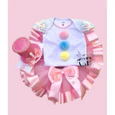 Fantasia Circo Baby Menina – Body, Saia Tutu e Cartola para Aniversário e Mesversário 🎪✨