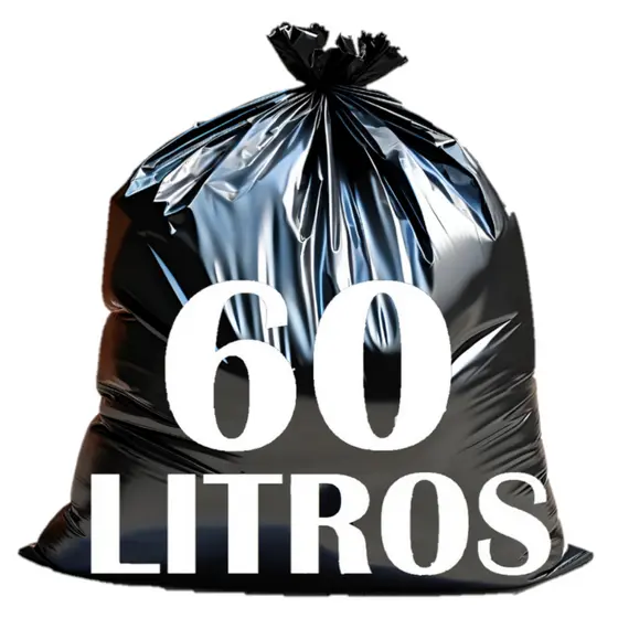 Saco de lixo 60 Litros com 100 ou 50 unidades preto direto da fábrica