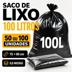 Saco de lixo 100 Litros pacote com 100 ou 50 unidades 0.6 micras
