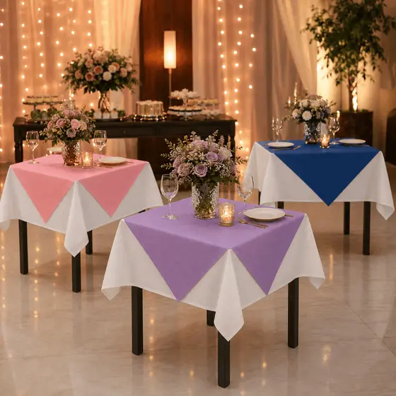 Kit Toalha TNT Branca 1x1 Com Cobre Manchas 70x70 mesas Para Festa Aniversário Casamento Evento