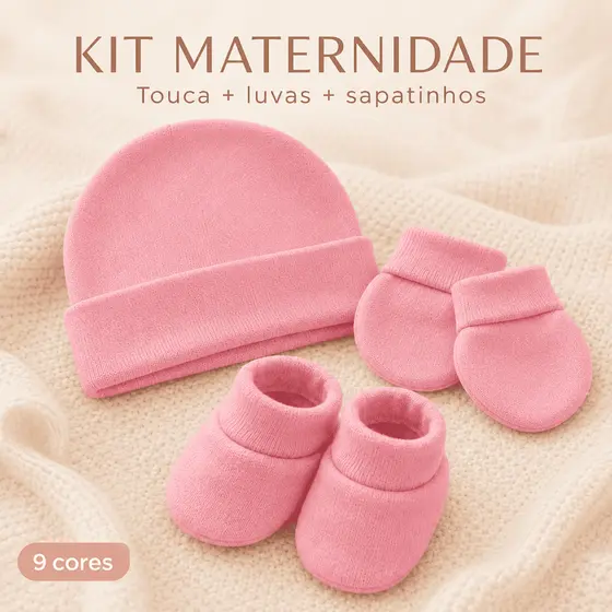 Kit Touca + luva + sapatinho recém nascido bebê maternidade enxoval