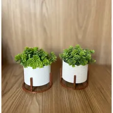 Kit 2 Vasos Cachepot Decorativo com Plantas Artificiais Inclusas