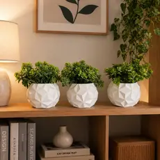 Kit 3 Vasos Cachepot Com Plantas Artificiais Para Decoração de Sala Banheiro Escritório Cozinha
