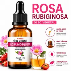 Rosa Rubiginosa 100% Puro Óleo Vegetal Rosa Mosqueta 30ml Aplicação Facial Corporal Capilar Unhas