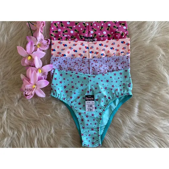 Kit com 3 Calcinhas Algodão/cotton Cós Alto Calçola