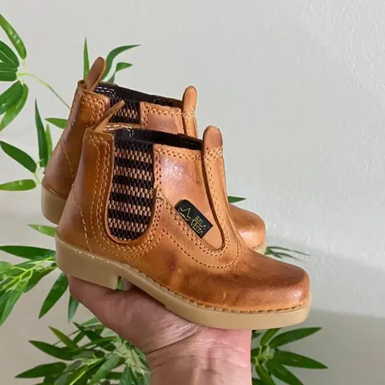 Bota Botinha Bota Texana Infantil Bebê Caramelo Cowntry 100% Couro natural leve resistente