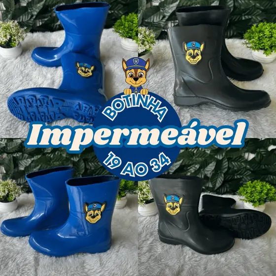 Botinha Bota Galocha personagens desenho Menino Masculino Infantil Impermeável Patrulha 19 ao 34