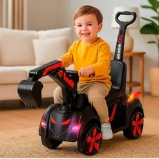 🔥Retroescavadeira Elétrica Infantil Com Haste BRINQUEDO INFANTIL c\ Luzes Som USB