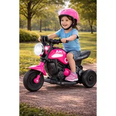 Mini Moto Elétrica Infantil Rosa Triciclo Race Bateria 6v Com Som E Luz Para Meninas Até 30 kg