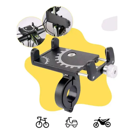 Suporte Para Celular Para Guidão Bike Bicicleta Ou Moto Ajustável Resistente de Alumínio Vertical Horizontal Inoxidável