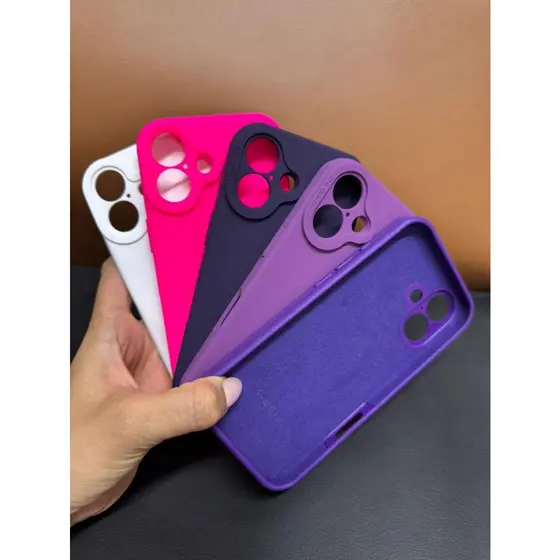 Capa Para Celular IP 16 De Silicone Aveludada Premium Câmera Fechada Alto Relevo Gota Capinha Protetora Com Maça