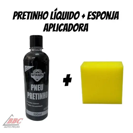 Pretinho Limpa Pneu automotivo Gitanes 500ml + esponja aplicadora