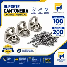 Kit 100 Suporte Cantoneira Para Prateleira Niquelado L 2furos Montagem de Moveis e Gavetas