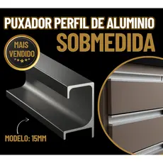 Puxador Perfil de Alumínio Gaveta, Armários Gabinetes Banheiro Guarda Roupa, Cozinha de 30mts/100mts
