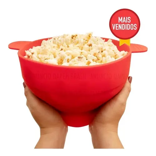Pipoqueira Vermelho De Silicone Para Microondas 2,5L