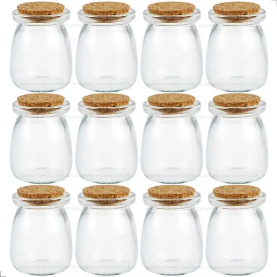 Kit 12 Potes Vidro Tampa Rolha Para Artesanato 100ml