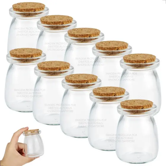 Kit 10 Potes Vidro Tampa Rolha Para Artesanato 100ml