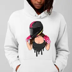 Moletom Feminino Canguru Mulher Moto Capacete Moda Inverno 100% Algodão Quentinho