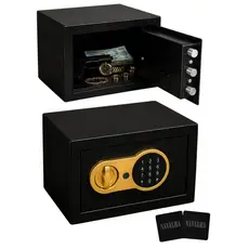 Cofre Eletrônico Digital Navalha Senha Chave Seguro 31x20x20 Preto Escritório Resistente Segurança
