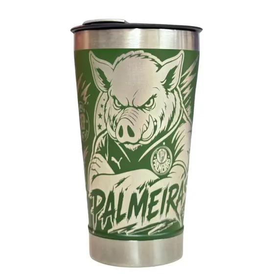 💚🐷 Copo Térmico 473ml Personalizado Palmeiras 2 Presente ideal para Torcedor