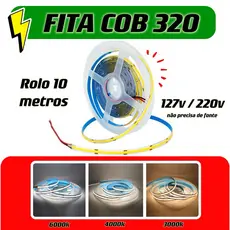 Fita Led Cob DIRETO NA ENERGIA - 10 METROS - 127v - 220v 3000k/4000k/6000k 8mm de largura