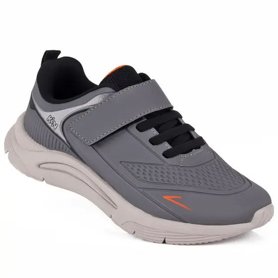Tênis Infantil Klin New Sport Cinza Calce Fácil com Elástico e Velcro - Grafite