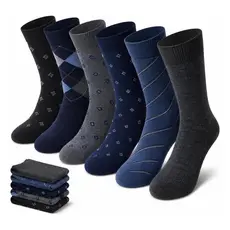 Kit 6 Pares Meia Social Masculina Cano Longo Grossa Conforto
