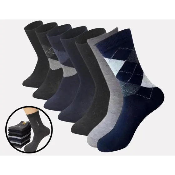 12 Pares Meia Social Masculina Cano Longo Grossa Conforto
