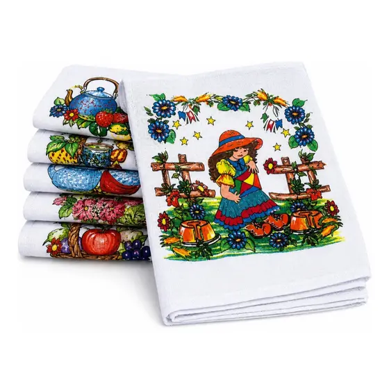 Pano de Prato estampado Bainha kit sortido, custo beneficio, cozinha enfeitada.