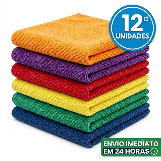 Kit Panos De Limpeza Microfibra alta absorção Multiuso 30x30cm flanela 4/8/12