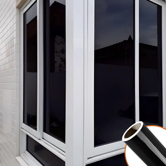 Película Adesiva Vinílico Preto Blecaute Bloqueia Luz Solar Vidros Janela Box Impermeável