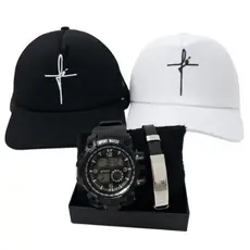 Kit Masculino Relógio C-Shok A Prova D'Água + Boné Fé + Pulseira Premium + Caixa Presente
