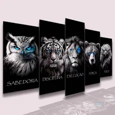 Conjunto Quadro Decorativo Mosaico Jesus Cristo Leão de Juda Conjunto Kit para Parede Sala e Quarto