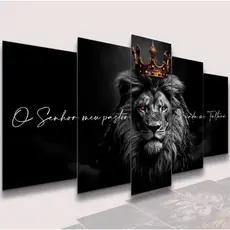 Conjunto Quadros Decorativos Alta Resolução Mosaico Leão Paisagem Frases Flores Cristão Sala Quarto