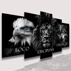 Conjunto Quadro Decorativo Mosaico Leão de Juda  Cristão  o Kit Parede Sala e Quarto PVC Decoração