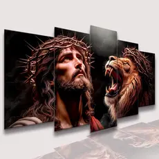 Conjunto Quadros DecorativosAlta Resolução Mosaico Leão Paisagem Frases Flores Cristão Sala Quarto