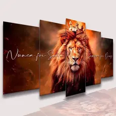 Conjunto Quadros Decorativos 160x90 Alta Resolução Mosaico Leão leoa Paisagem Frases Flores