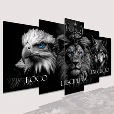 Conjunto Quadros DecorativosAlta Resolução Mosaico Leão Paisagem Frases Flores Cristão Sala Quarto