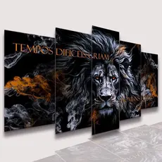 Conjunto Quadros DecorativosAlta Resolução Mosaico Leão Paisagem Frases Flores Cristão Sala Quarto