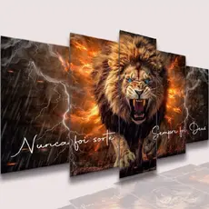 Conjunto Quadros DecorativosAlta Resolução Mosaico Leão Paisagem Frases Flores Cristão Sala Quarto