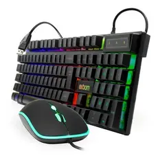 Kit Teclado Mouse Gamer Computador Usb Led Preto Bk-g550