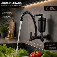 Torneira Filtro Luxo Parede Preto Completa Com Filtro e Refil Pró Saúde