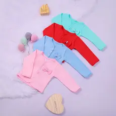 Casaquinho de Botões Bebê Menina com Laço Básico