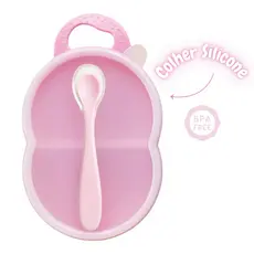 Kit Porta Papinha + Colher com ponta de Silicone