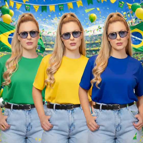 Kit 3 Camiseta Básica Feminina T-Shirt 100% Algodão Blusinha Promoção Envio Imediato