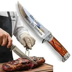 Faca Churrasco Caça Pesca Full Tang Modelo Luxo C/ Bainha Muito Afiada Personalizada