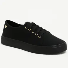 Tênis Feminino Pingente Coração Casual Preto